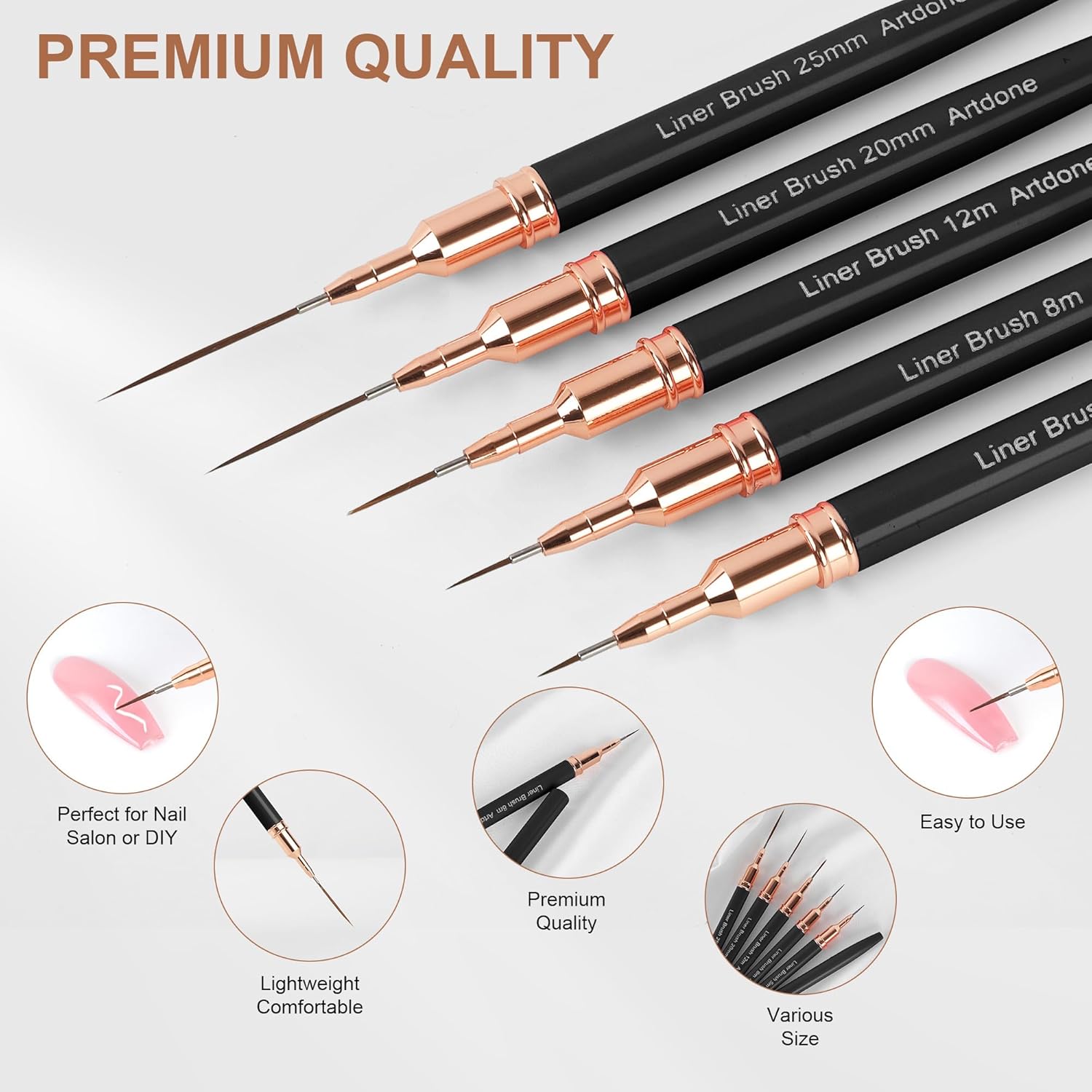 5PCS Metallic Nail Art Pens, L - Detailing Brush Set recensione e prezzo